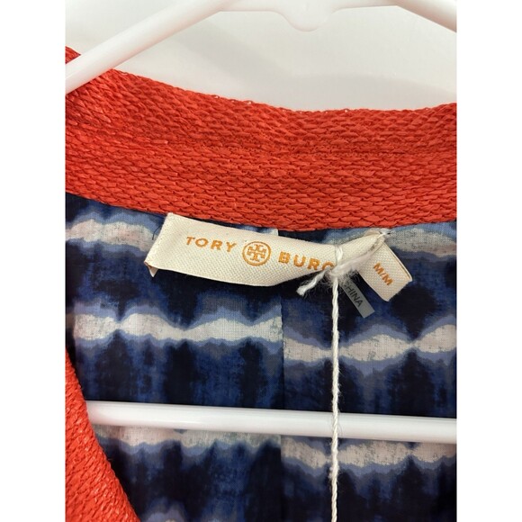 Tory Burch Castleton Peacot Samba Red Orange Textured New Summer Easter Medium - Picture 5 of 9